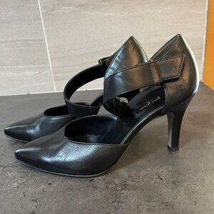 Paul Green strappy heels black leather size 7 1/2